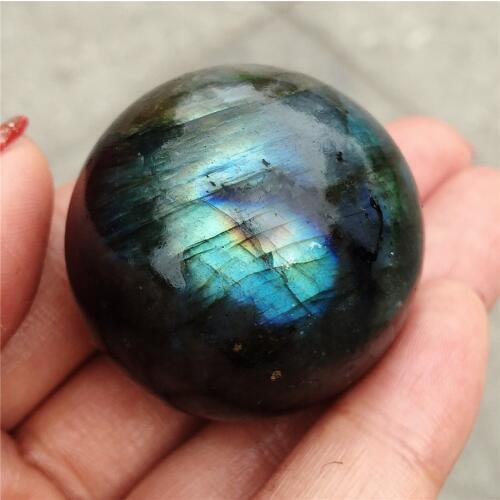 Crystal Ball Decoration Natural Labradorite Stone Ball Gray Moonstone Blue Gemstone orb Gem Crafts Home Decoration 40-50mm 1pcs