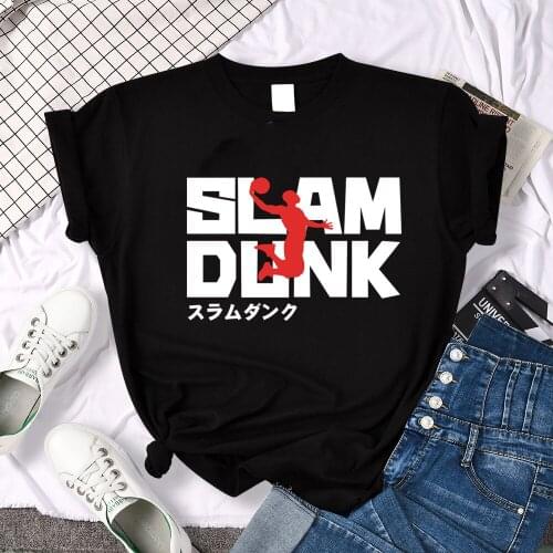 Y2K Aesthetic Women Oversized T-shirt Tops Slam Dunk Cartoon T-shirt O-Neck Anime Manga Graphic Tee Shirt Women Clothes