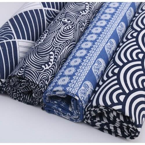 Printed Cotton Linen Fabric Comfortable Breathable Skin-friendly Sofa Bay Window Pillow Fabrics Handmade DIY Sewing Material