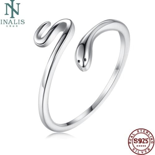 INALIS 925 Sterling Silver Ring For Women Cubic Zirconia Open Adjustable Cute Snake Rings Anniversary Fine Jewelry New Listing
