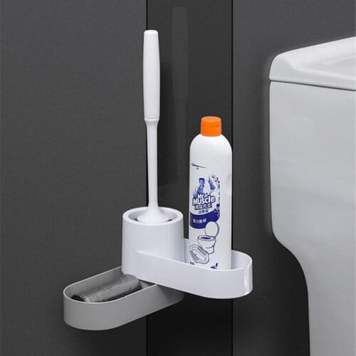 Creative Toilet Brush Rubber Head with Base Toilet Brush and Bracket Set Toilet WC Bathroom Accessories Cleaning Tool