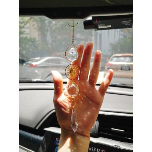 Crystal Suncatcher for Car Window Aura Hanging Celestial Rainbow Maker Witchy Decoration Wiccan Dije Boho Decor Sun Catcher Deco