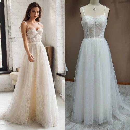 Lace Straps Wedding Dress Boning Corset Closure Vintage Elegant 2021 New A Line Backless Handmade Plus Size Romance Bridal Gowns