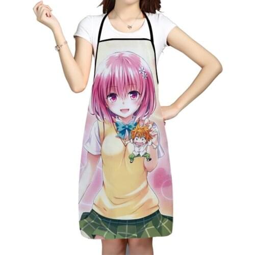 To Love Ru Anime Printed Kitchen Cooking Baking Aprons Home Cleaning 68*95cm Oxford Fabric For Women Man Home Delantal Cocina