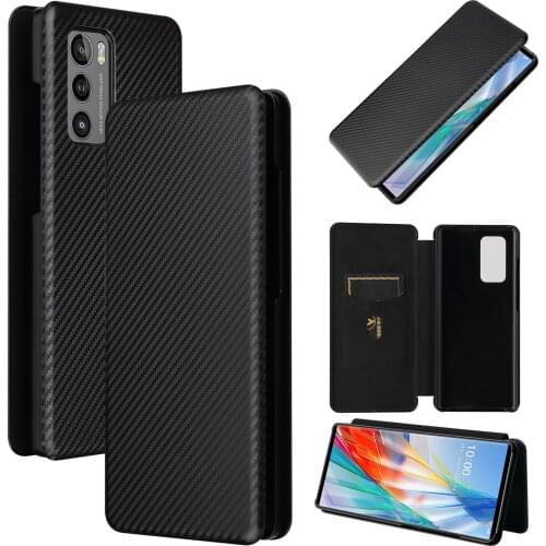 Magnetic Carbon Fiber Flip Leather Wallet Case For LG Wing 5G Holder Walle Cover Phone Case