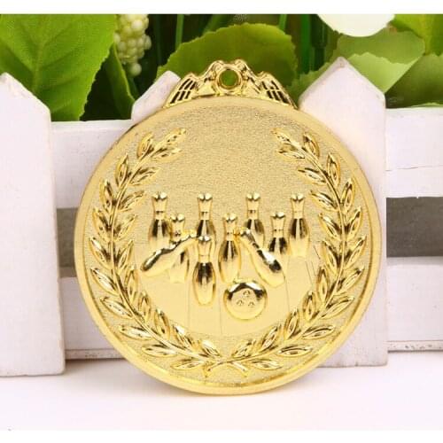 Bowling Medals School Sports Medal Gold Silver Bronze Motion, 6.5 cm