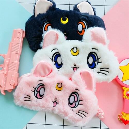 Lovely Sailor Moon Warrior Luna Cat Plush Eye Mask Anime Glossy Eye Shade Sleep Goggles Cartoon No Ice Bag Eye Mask