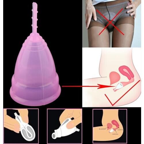 Reusable Soft Cup Medical Grade Silicone Menstrual Cup Big Small Sizes Three Colors Women Feminine Hygiene Health Care Supplies