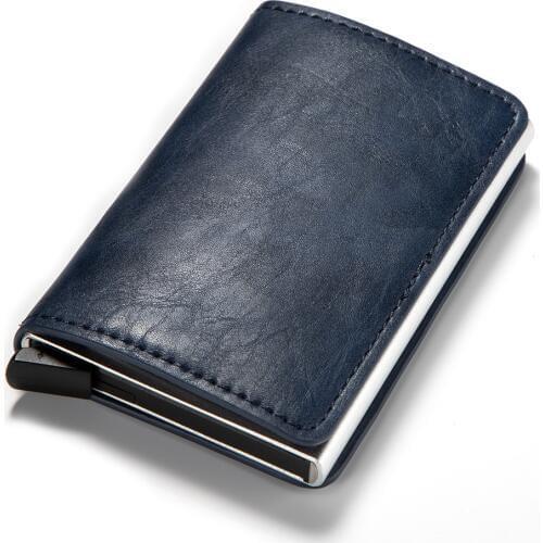 Fashion card holder RFID Aluminium Credit Card Holder New Men Card Case PU Leather Travel Card Wallet Antitheft wallet