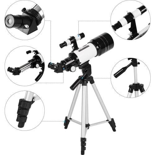 150X Monocular Telescope 70mm Astronomical Telescope Refractor Spotting Scope with 5×24 Finder Tripod Moon Filter 3X Barlow Lens