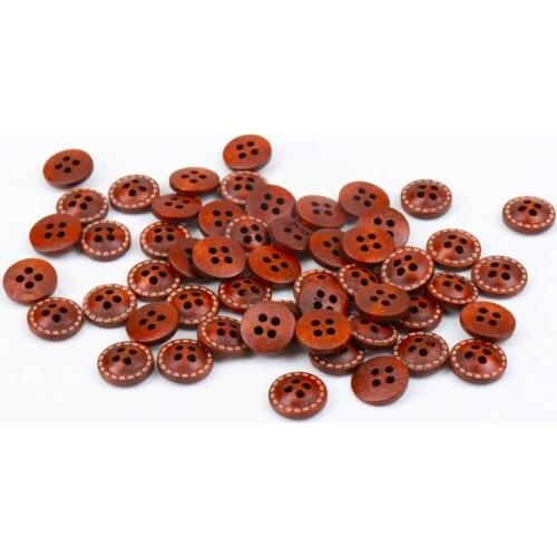 Natural Round Brown Color Wooden Sewing Vintage Buttons for Handmade Scrapbooking Craft Decoration Clothes 50pcs 12mm MT0957-FD
