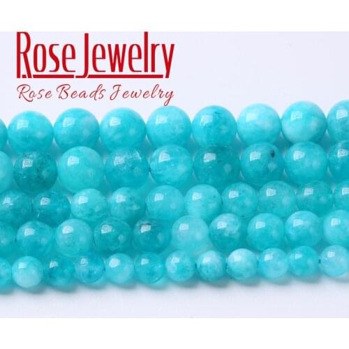 Natural Stone Amazonite Jades Beads Blue Round Loose Spacer Beads For Jewelry Making Diy Bracelet Accessories 6/8/10mm 15"strand