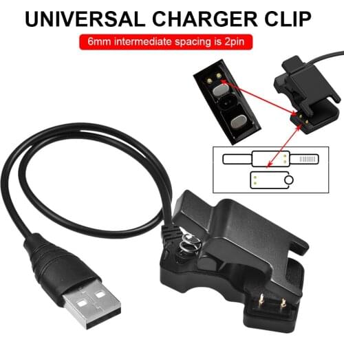 New 2pin 6mm Pitch Smart Watch Cable Wristbands Charging Line Cable Universal Charge Clip Emergency Backup Charger Adapter