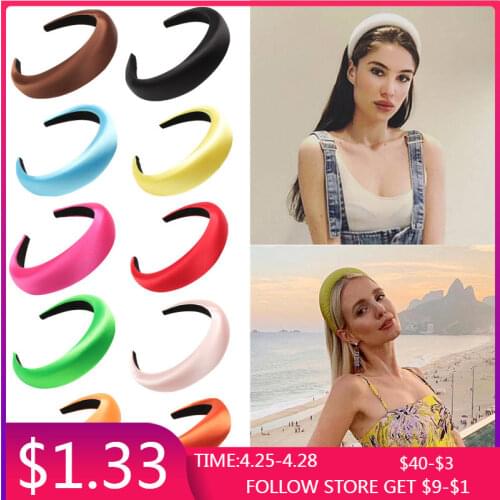 Female Bezel Padded Headband for Women Solid Thicken Velvet Hair Hoop Sponge Hairbands 2021 Fashion Hair Accessories Headwear
