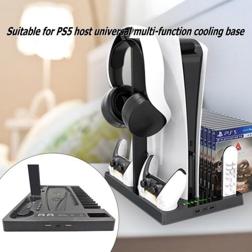 Game Console Cooling Stand Dual Charging Dock for PS5 Game Disc Handle Bracket Headphone Storage Rack Accessory for Playstation5