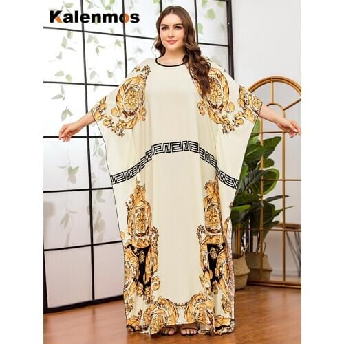 Elegant Women Cotton Muslim Abaya Dress Print Islamic Clothing Ramadan Musulman Turkey Moroccan Kaftan Maxi Hijab Vestidos Robe