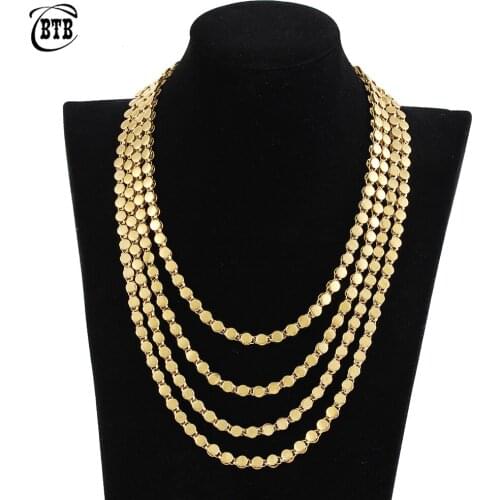 Simple Temperament Gold Round Smooth Face Womens Necklace Muslim Islamic Jewelry Holiday Gifts Wholesale Various Size Options