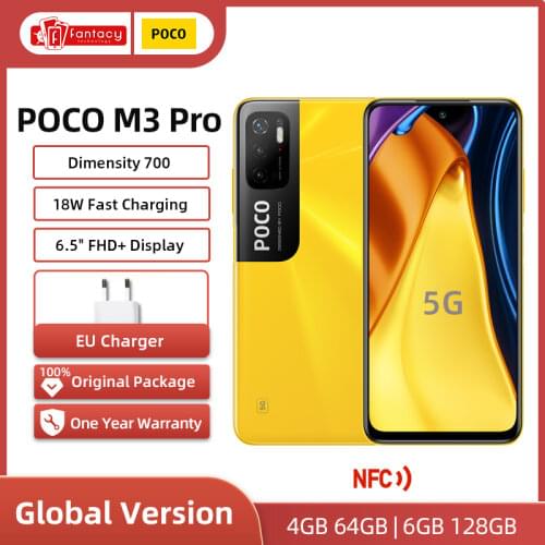Global Version POCO M3 Pro 5G Smartphone NFC Dimensity 700 Octa Core 90Hz 6.5” FHD+ DotDisplay 5000mAh 48MP Triple Camera