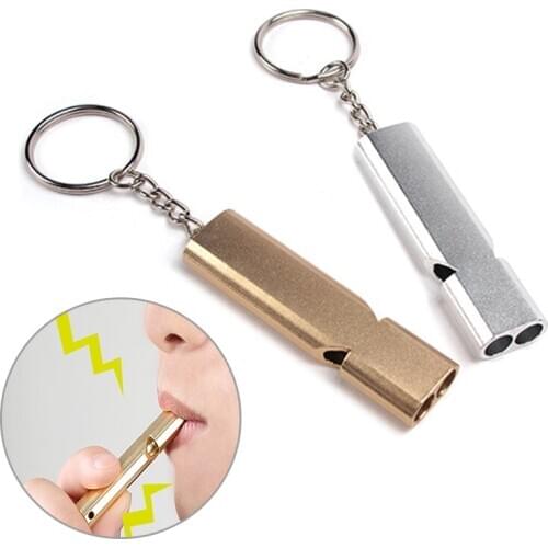 Outdoor Survival Whistle Double Pipe High Decibel Aluminum Alloy Outdoor Emergency Survival Whistle Tool Cheerleading Whistle
