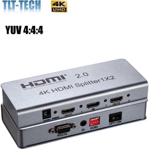 TLT-TECH 1x2 HDMI Splitter 1 in 2 out HDCP2.2 4Kx2K@60Hz 4:4:4 18G HDR EDID