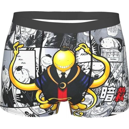 Assassination Classroom Anime Newspaper Old Page Underpants Breathbale Panties Male Underwear Print Shorts Boxer Briefs
