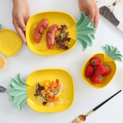 Japanese creative fruit salad pineapple bowl household cute dishes children tableware dessert bowl breakfast plate for one perso