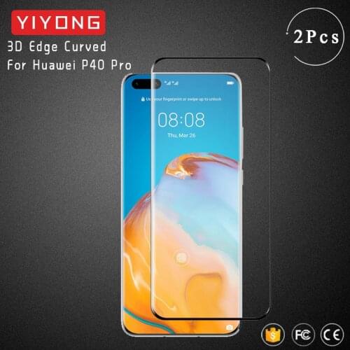 YIYONG 3D Edge Curved Glass For Huawei P40 Pro Plus + Tempered Glass Screen Protector For Huawei Mate 40 30 Pro 20 P30 Pro Glass