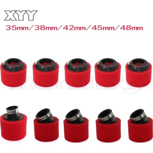 Motorcycle pit dirt bike ATV parts 35mm 38mm 42mm 45mm 48mm Red Bent Angled & Straight Foam Air Filter PIT Quad Dirt Bike Buggy