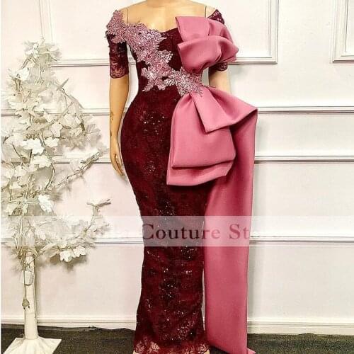 Off the Shoulder Burgundy Evening Dress 2021 abendkleider Mermaid Prom Dress Women Formal Party Wear