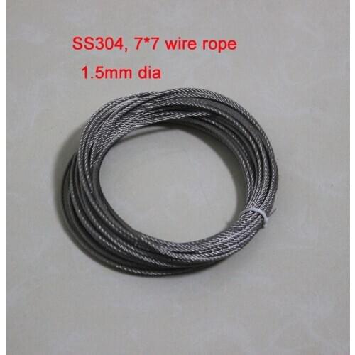 1.5mm dia Structure:7*7 SS304 Stainless Steel Wire Rope Fishing rope about 20 meters