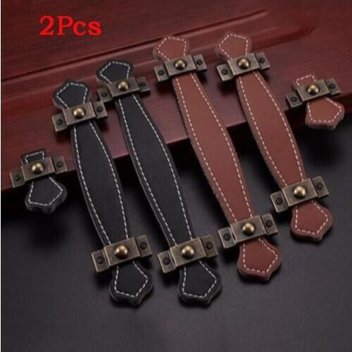 2Pcs/lot 6 Style Soft Leather Handle And Knobs For Furniture Cabinet Chest Drawer Suitcase Handle With Screws