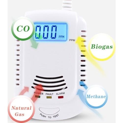 2 In 1 Gas Detector Detects Home Combustible Gas Leakage, LED Display Sensor Home Security System Detects Alarm