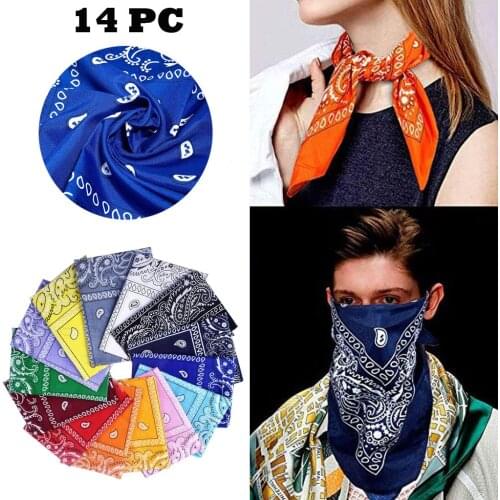 3/14PCS Unisex Paisley Bandanas Multi Colored Set Cowboy Hip Hop Bandana Head Neck Wrap Band Scarf Double Sided Square Scarf#g3