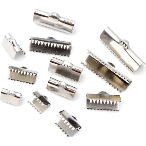 30pcs Stainless steel Crimp End Bead Buckle Tip Clasp Cord Flat Cover clasps Diy Necklace Bracelet Connectors For Jewelry Making