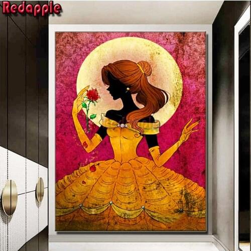 5D DIY Full Square Diamond Painting Cross Stitch cartoon girl Diamond Embroidery Rhinestone Mosaic skirt ,rose Home Decoration