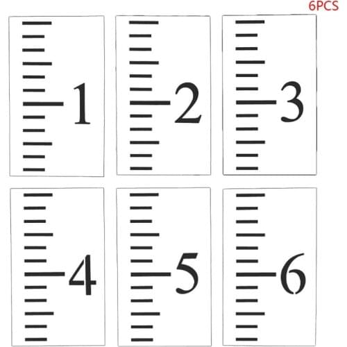 H05B 6pcs/set 6 Inch Scale Ruler Growth Chart Stencil Template Reusable Painting Embossing Wall Decor for Farmhouse