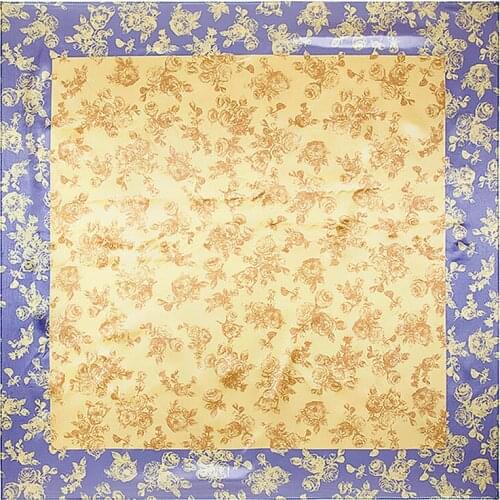 90cm Floral Rose Square Scarf Women Silky Print Foulard Neck Wear Elegant Bandana Hijab Scarf