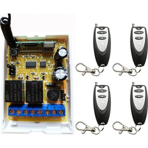 DC12V DC24V 2CH Remote Control Garage Door RF Wireless Remote Control Switch System Transmitter+Receiver /lamp/ window/ shutters