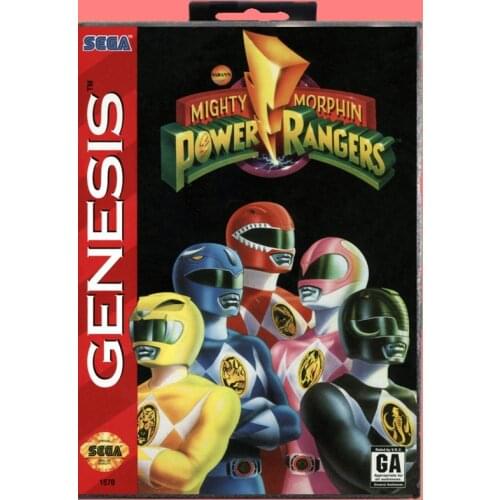 Mighty morphin power rangersed 16 Bit MD Game card with Retail Box For Sega Genesis & Mega Drive