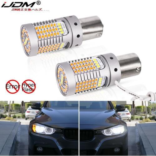 IJDM No Hyper Flash Canbus BAU15S 7507 Dual Color LED Bulbs For BMW 1 2 3 Series X1 X3 Front Turn Signal/Daytime Running Lights