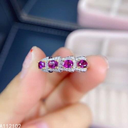 KJJEAXCMY fine jewelry 925 sterling silver inlaid natural garnet ring noble girls ring support test