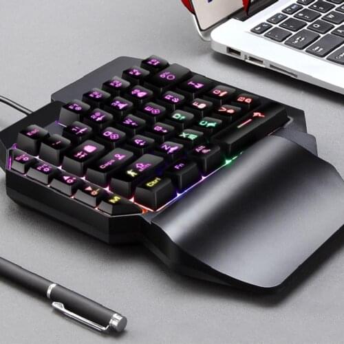 F6 Keyboard One-handed Wired 39 Keys Portable High Speed Luminous Gaming Keyboard for Tablet