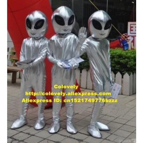 Scared White Extra-terrestrial Intelligent Beings Saucer Man Alien Extraterrestrial Mascot Costume Big Black Eyes No.7143 FS