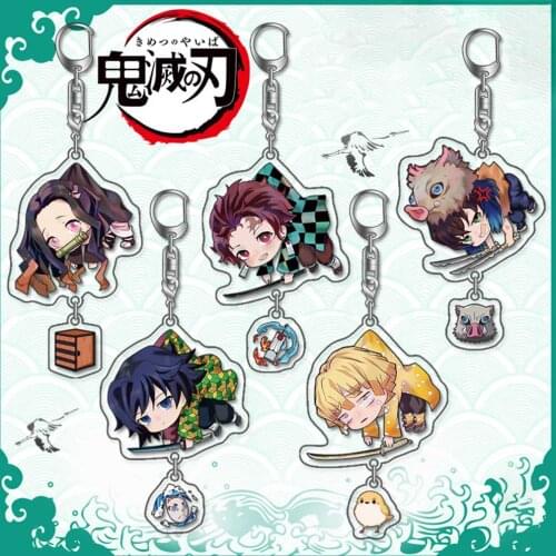 Cute Demon Slayer: Kimetsu No Yaiba Acrylic Keychain Manga Figure Keyring Cosplay Anime for Friend