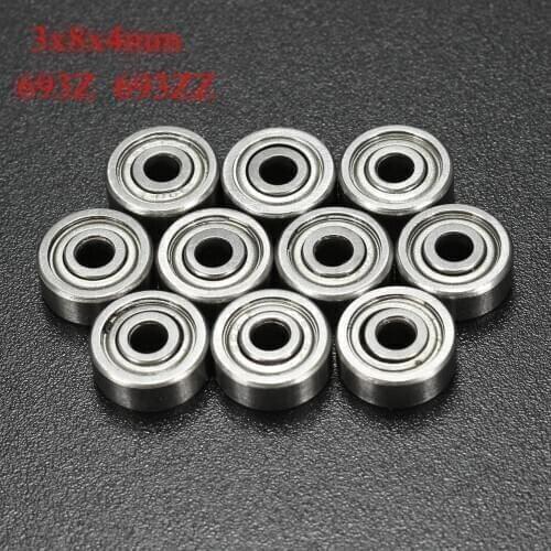 10pcs 693ZZ Miniature Ball Bearings 3*8*4mm Small Double Shielded Miniature Metal Steel Bearing Carbon Steel Bearing