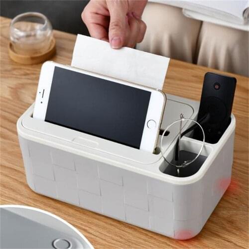 Multi Grids Tissue Box Living Room Paper Pumping Box Napkin Remote Control Storage Box Coffee Table Pumping Box