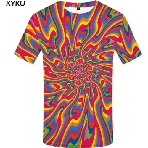 KYKU Dizziness T shirt Men Vortex Graphic Tee Colorful Funny T shirts Black Hole Japan Style 3d T-shirt Printed Tshirt