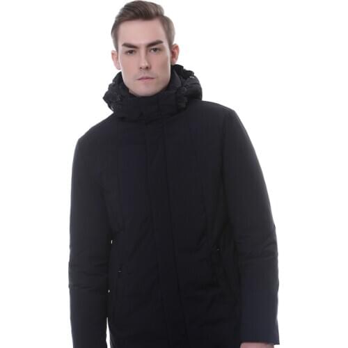 1069Mens winter mid-length thick cotton jacket, detachable hat with natural fox fur American raccoon fur collar New winter prod