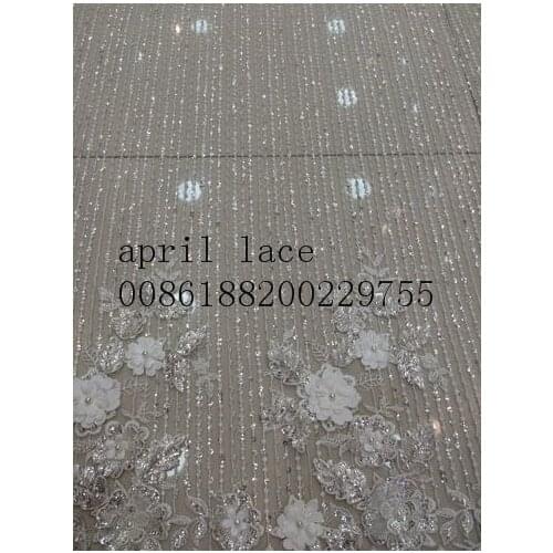 Mx001 sequin pearls beads hand work 3d flower luxury floral embroidery tulle mesh lace for evening dress/sawing/wedding