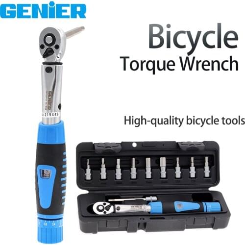 GENIER Preset Torque Wrench Set 1/4" 2-24Nm Bicycle Bike Torque Wrench Allen Key Tool Socket Spanner Set Kit Cycling Repair Tool